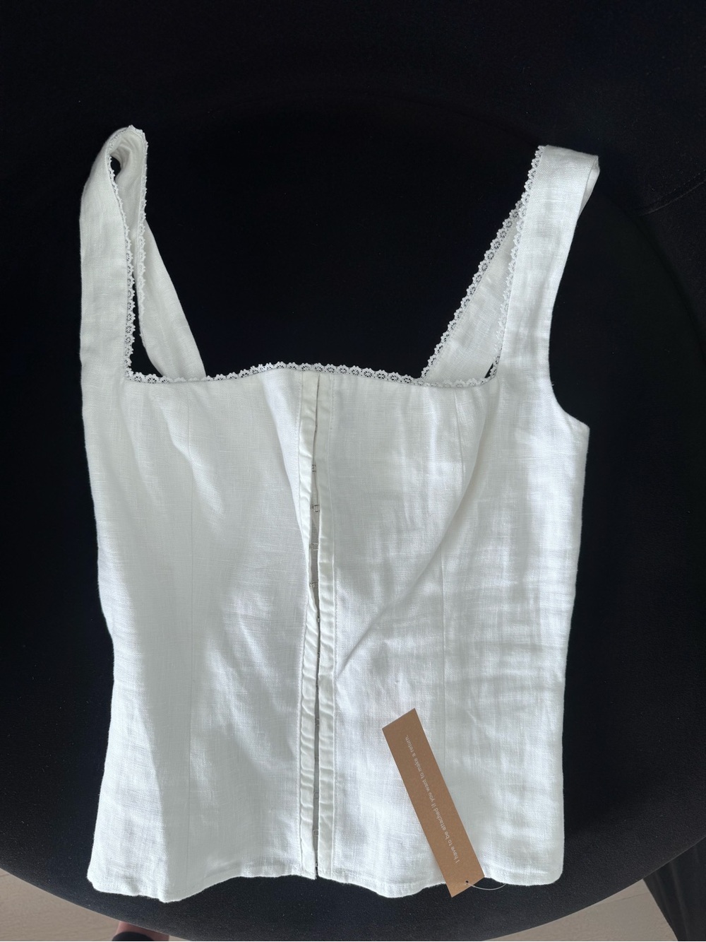 Reformation White Linen Square-Neck Corset Top